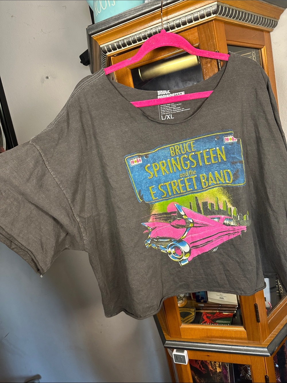 Bruce Springsteen E Street Band Graphic Crop Tee - Black with Pink Accent